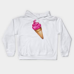 Strawberry Ice Cream Cone Kids Hoodie